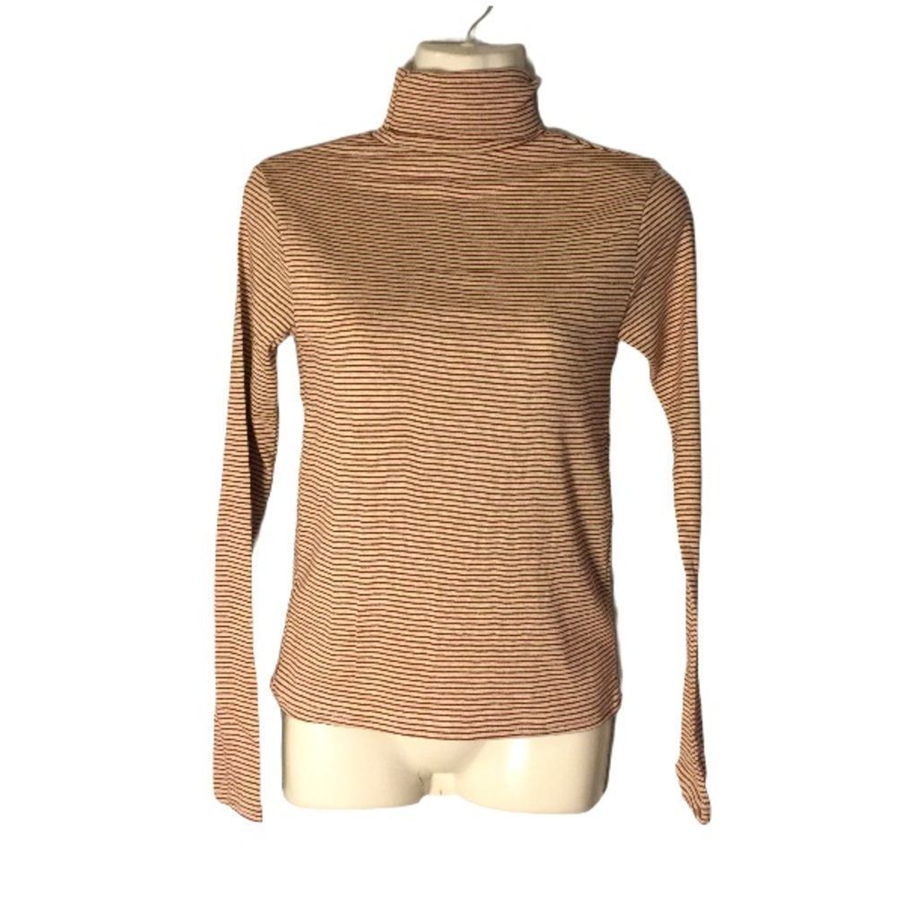 Wine Red Stripe Turtleneck Top